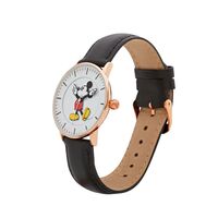 36mm Disney Formal Mickey Mouse Unisex Watch With Black Leather Band & Rose Gold Case image