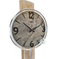 60cm Oak Pendulum Wall Clock With Grey Stone Dial By AMS image