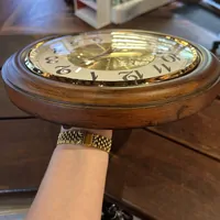 37cm Antique Style Round Wall Clock by AMS (Non-Chiming) image