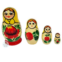 Kirov Russian Dolls- Yellow Scarf & Red Dress 7cm (Set Of 4) image