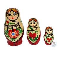 Kirov Russian Dolls- White Scarf & Red Dress 7cm (Set Of 3) image