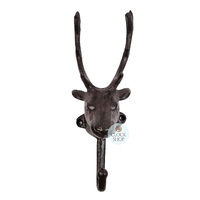 24cm Brown Deer Head Cast Iron Coat Hook image
