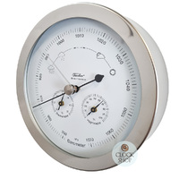 16cm Silver Barometer With Thermometer & Hygrometer By FISCHER image