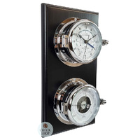 42cm Black Nautical Weather Station With Barometer & Quartz Time & Tide Clock By FISCHER image