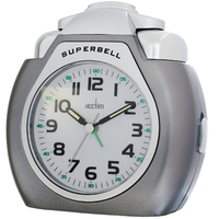17cm Superbell Silver XL Super Loud Bell Analogue Alarm Clock By ACCTIM image