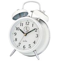 16cm Saxon White Double Bell Mechanical Analogue Alarm Clock By ACCTIM image