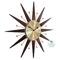 49cm Wolcott Brass & Walnut Starburst Wall Clock By ACCTIM image