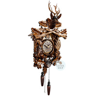 After The Hunt Battery Carved Cuckoo Clock 50cm By ENGSTLER image