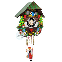 Swiss House Battery Chalet Clock With Swinging Doll 14cm By ENGSTLER image