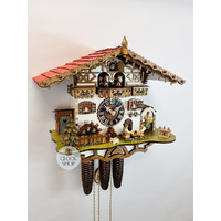 Bavarian Beer Drinkers 8 Day Mechanical Chalet Cuckoo Clock With Dancers 38cm By HÖNES image