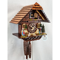 Black Forest Couple 1 Day Mechanical Chalet Cuckoo Clock 24cm By TRENKLE image