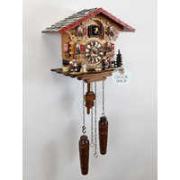 Accordion Player & Couple Battery Chalet Cuckoo Clock 25cm By TRENKLE image