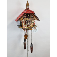 Accordion Player & Bell Tower Battery Chalet Cuckoo Clock 30cm By TRENKLE image