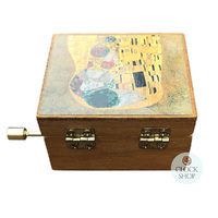 Wooden Hand Crank Music Box- The Kiss By Klimt (Vivaldi- Spring) image