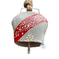 28cm Metal Bell On Rope- Red & Grey image