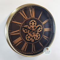 54cm Brown and Bronze Moving Gear Wall Clock By COUNTRYFIELD image