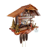 Beer Drinkers & Rolling Pin 8 Day Mechanical Chalet Cuckoo Clock With Dancers 40cm By HÖNES image