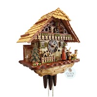Beer Drinkers & Rolling Pin 1 Day Mechanical Chalet Cuckoo Clock With Dancers 34cm By HÖNES image
