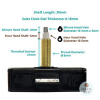 High Torque Euroshaft Step Clock Movement (30mm Shaft) image