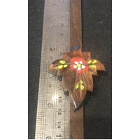 Cuckoo Clock Mechanical Pendulum Small Maple Leaf Hand Painted in Walnut Colour - Rod Length 180mm image