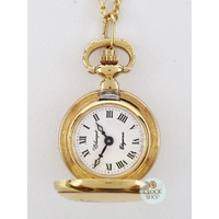 24mm Gold Womens Pendant Watch With Blue Flowers By CLASSIQUE (Roman) image