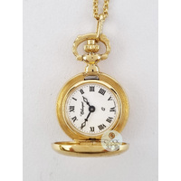23mm Gold Womens Pendant Watch With Striped Crest By CLASSIQUE (Roman) image