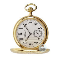51mm Gold Unisex Mechanical Pocket Watch With Floral Crest By CLASSIQUE (Arabic) image