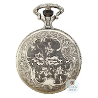48mm Rhodium Unisex Pocket Watch With Floral Pattern By CLASSIQUE (Arabic) image