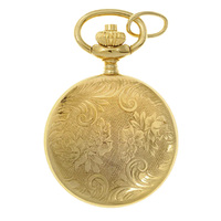 25mm Gold Womens Pendant Watch With Floral Engraving By CLASSIQUE (Arabic) image