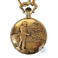 48mm Gold Mens Pocket Watch With Fisherman By CLASSIQUE (Arabic) image
