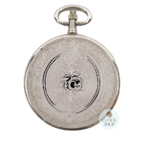 41mm Rhodium Unisex Pocket Watch With Floral Crest By CLASSIQUE (Roman) image