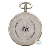 4.1cm Floral Crest Rhodium Plated Pocket Watch By CLASSIQUE (Roman) image