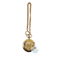 48mm Gold Unisex Pocket Watch With Floral Pattern By CLASSIQUE (Roman) image