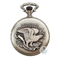 48mm Rhodium Unisex Pocket Watch With Motorbike Rider By CLASSIQUE (Arabic) image