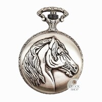 4.8cm Equestrian Riders Rhodium Plated Pocket Watch By CLASSIQUE (Arabic) image