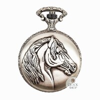 48mm Rhodium Unisex Pocket Watch With Equestrian Riders By CLASSIQUE (Arabic) image