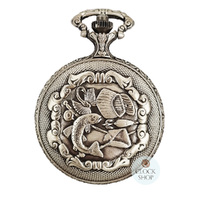 48mm Rhodium Mens Pocket Watch With Fisherman By CLASSIQUE (Roman) image