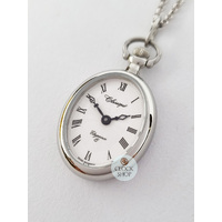 25mm Rhodium Womens Oval Pendant Watch With Open Dial By CLASSIQUE (Roman) image