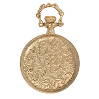 20mm Rose Gold Womens Open Dial Pendant Watch With Floral Engraving By CLASSIQUE (Arabic) image