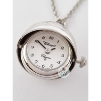 2cm Floral Rhodium Plated Ball Pendant Watch By CLASSIQUE (Arabic) image