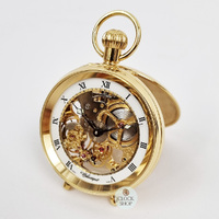 49mm Gold Mechanical Skeleton Desk Pocket Watch By CLASSIQUE (Roman) image