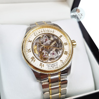 40mm Mens Two Tone Gold Plated Swiss Automatic Skeleton Watch By CLASSIQUE image