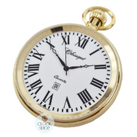48mm Gold Unisex Pocket Watch With Open Dial By CLASSIQUE (White Roman) image