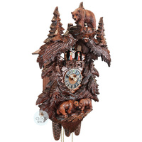 Bears In Forest 8 Day Mechanical Carved Cuckoo Clock 64cm By HÖNES image