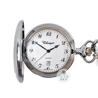 48mm Rhodium Unisex Pocket Watch With Polished Plain Case By CLASSIQUE (Arabic) image