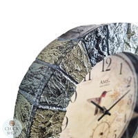 26cm Indoor / Outdoor Tiled Round Wall Clock With Weather Dials By AMS image