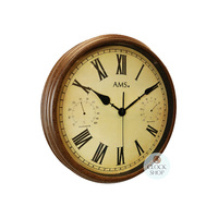 42cm Indoor / Outdoor Round Wall Clock With Weather Dials & Roman Numerals By AMS image