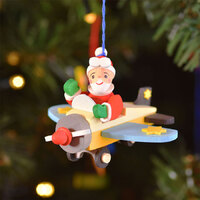 6cm Santa In Plane Hanging Decoration By Graupner image