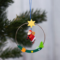 8cm Santa In Ring Hanging Decoration By Graupner image