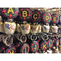Embroidered Initial Bell Keyrings image